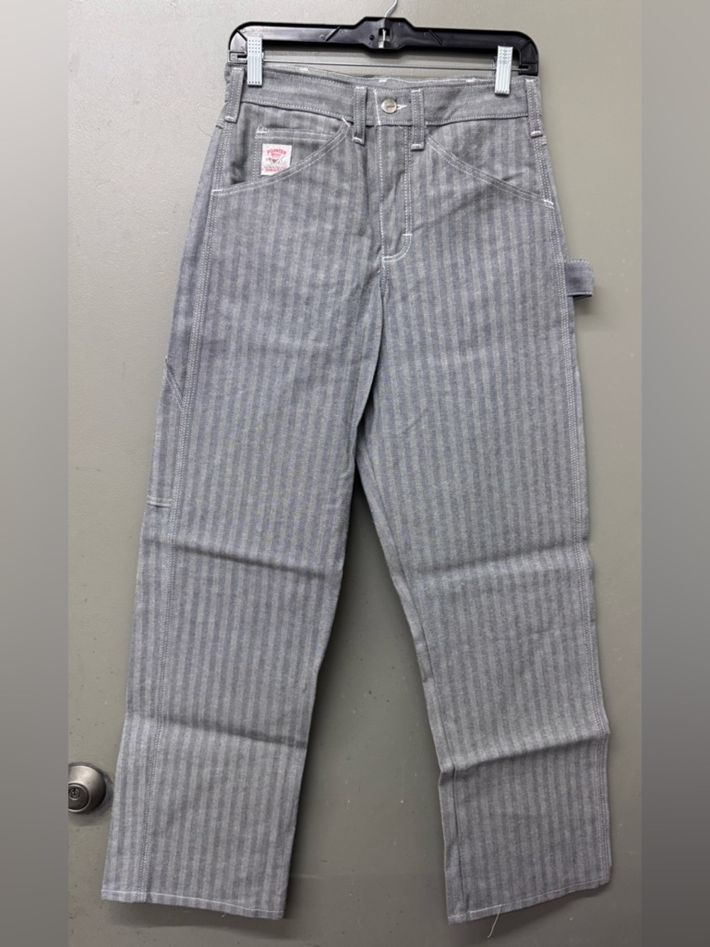 Vintage Deadstock 1970s Pointer Hickory Striped Denim Carpenter Jeans 28X31
